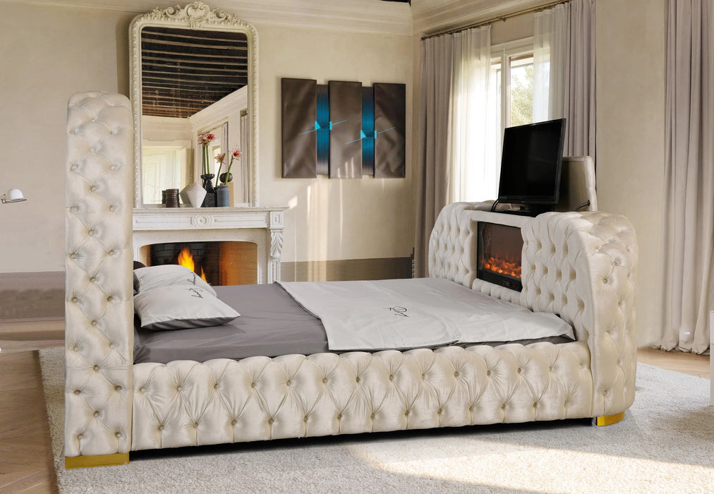 Blaze King Fireplace and TV Bed + Mattress