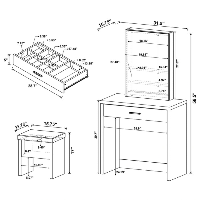Harvey Makeup Vanity Table with Mirror and Stool