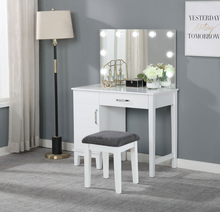 Elijah Makeup Vanity Table with LED Mirror and Stool - Orlando Furniture Outlet (Casselberry,FL)