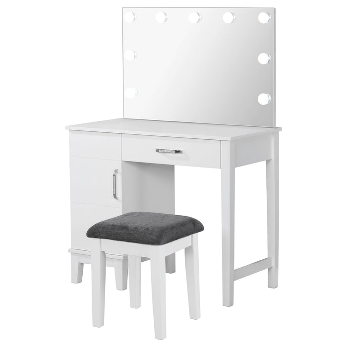 Elijah Makeup Vanity Table with LED Mirror and Stool - Orlando Furniture Outlet (Casselberry,FL)