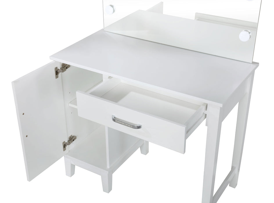 Elijah Makeup Vanity Table with LED Mirror and Stool - Orlando Furniture Outlet (Casselberry,FL)
