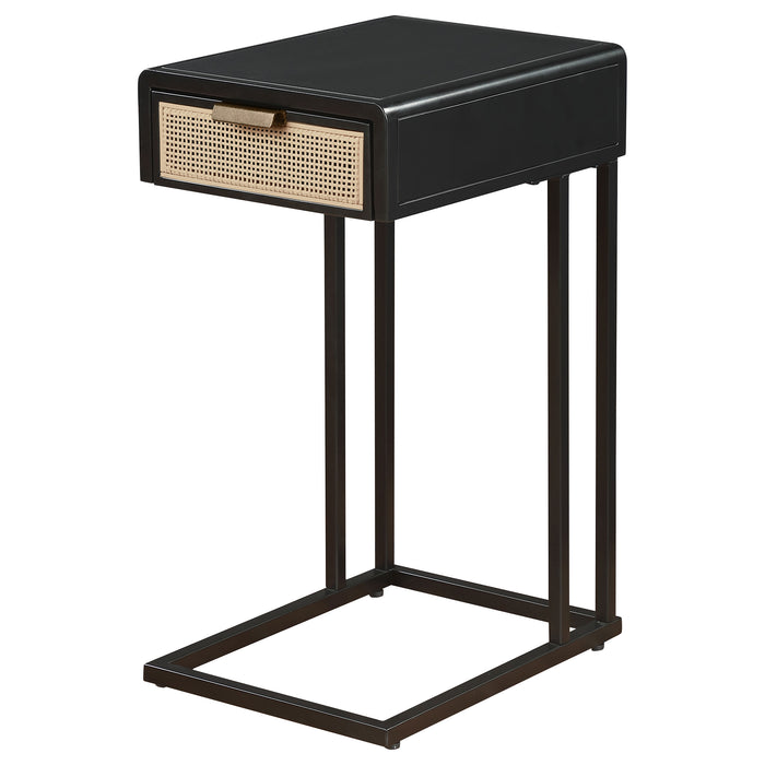 Amherst 1-drawer Radio Weave Cane Metal Side Table