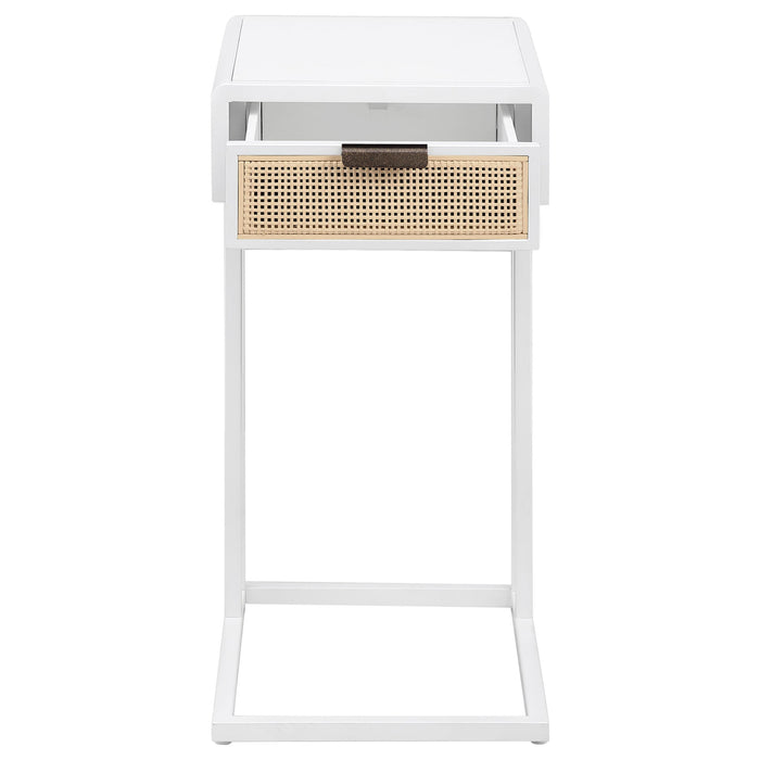Amherst 1-drawer Radio Weave Cane Metal Side Table
