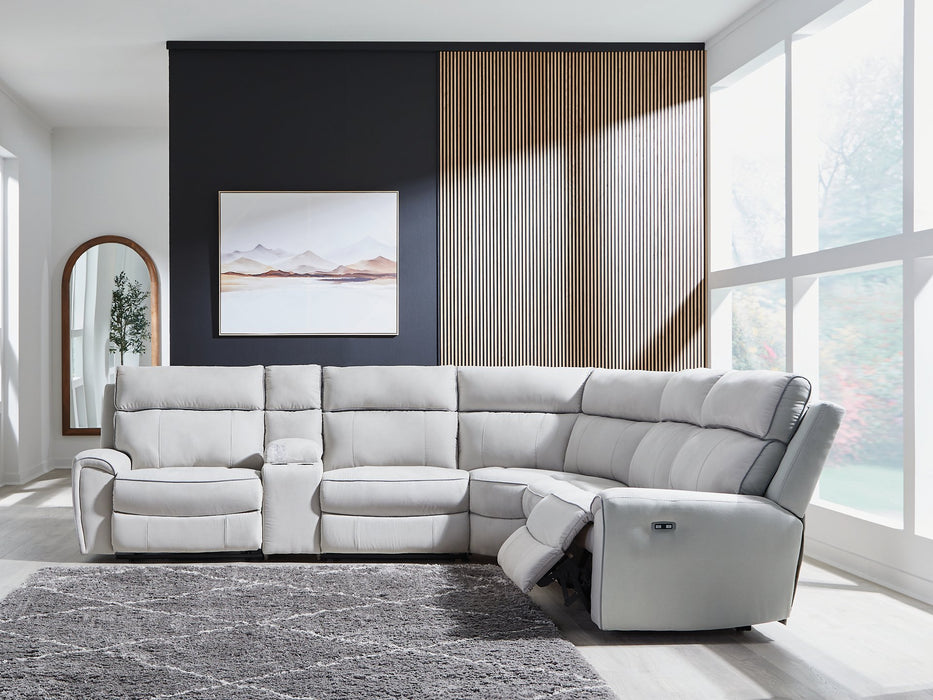 Social Pointe Reclining Sectional with Storage Console - Orlando Furniture Outlet (Casselberry,FL)