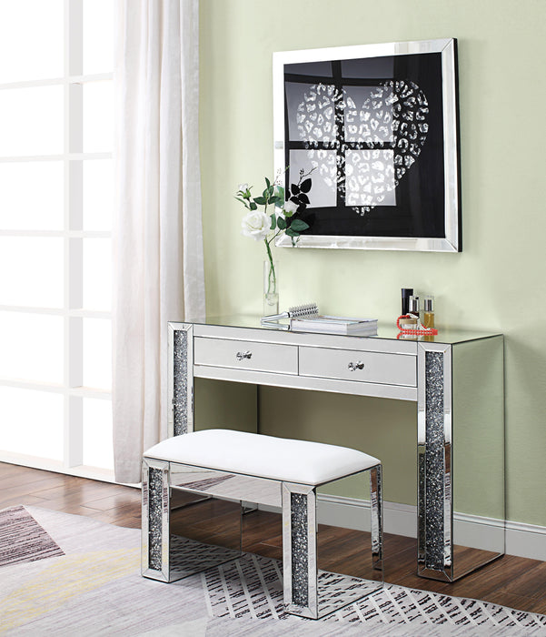 Noralie PU, Mirrored & Faux Diamonds Vanity Stool - Orlando Furniture Outlet (Casselberry,FL)