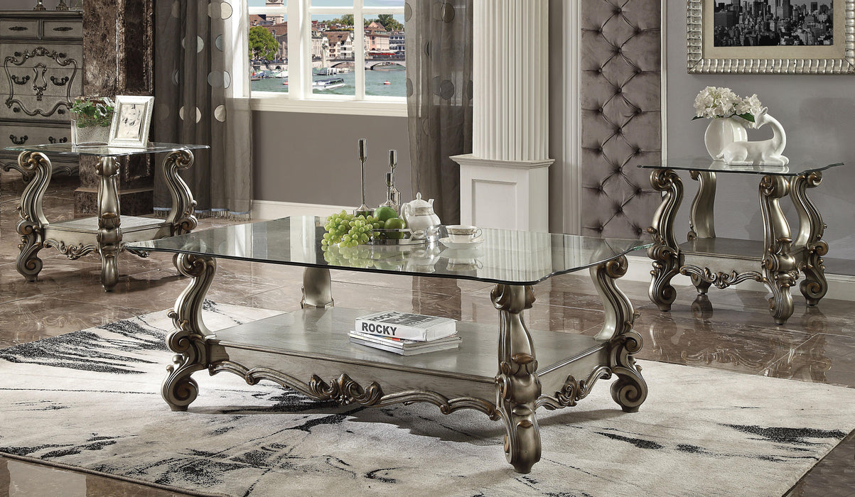Versailles Antique Platinum & Clear Glass Coffee Table - Orlando Furniture Outlet (Casselberry,FL)