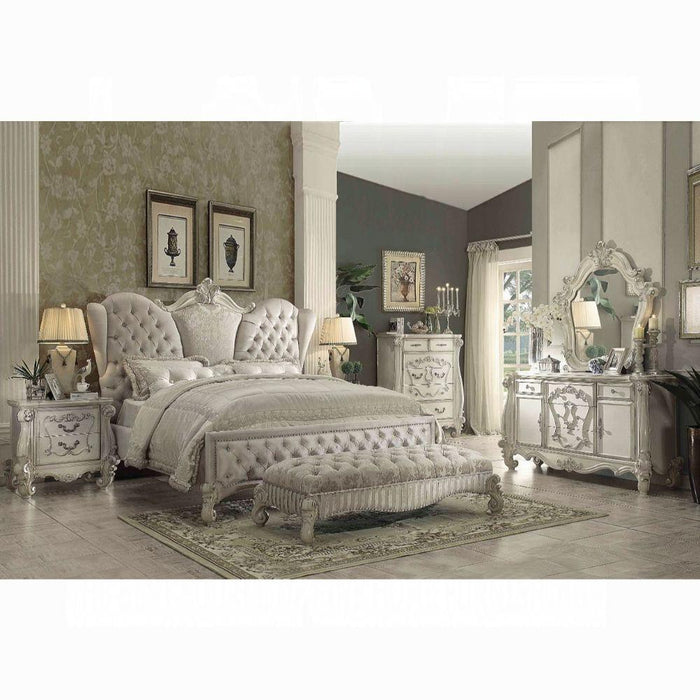 Versailles Ivory Velvet & Bone White Queen Bed - Orlando Furniture Outlet (Casselberry,FL)