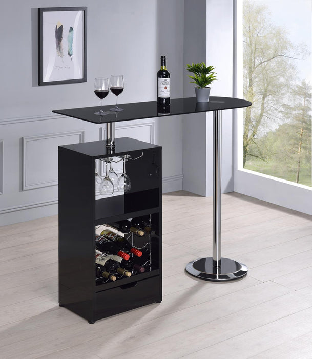 Koufax 1-drawer Bar Table Glossy Black