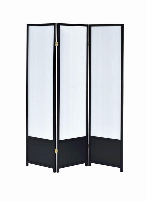 Calix 3-panel Folding Floor Screen Translucent and Black