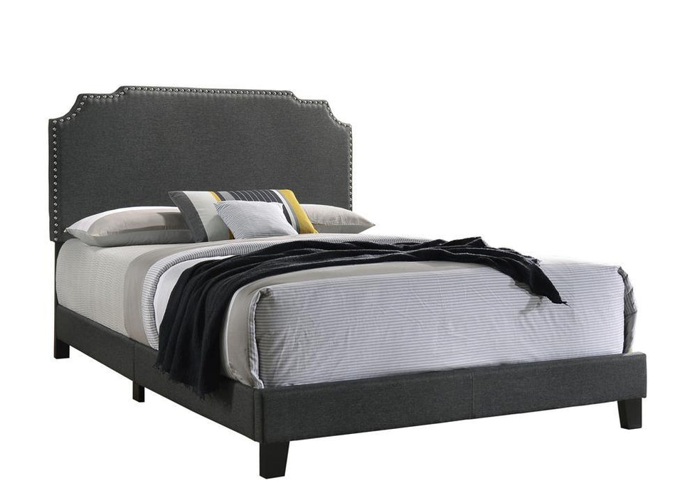 Tamarac Upholstered Nailhead Eastern King Bed Grey