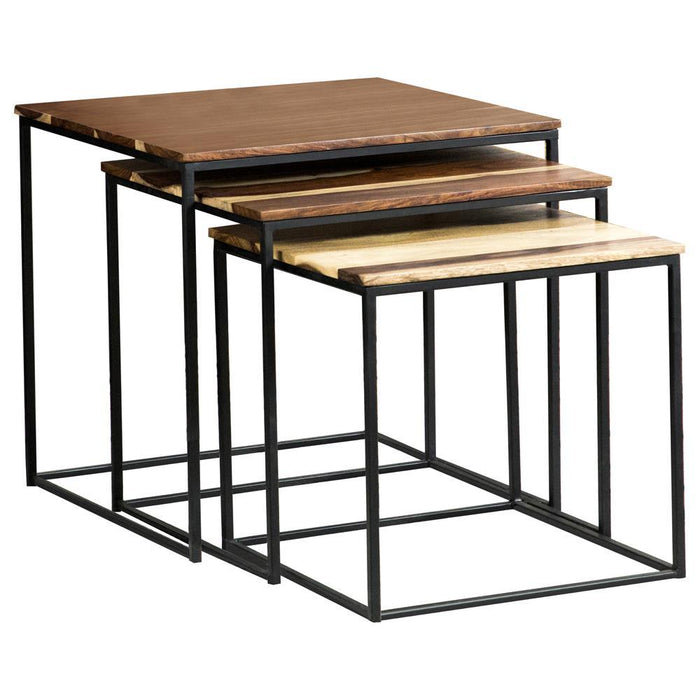 Belcourt 3-piece Square Nesting Tables Natural and Black