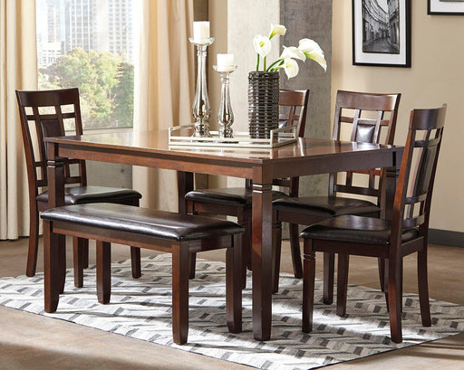 Bennox Dining Table and Chairs with Bench (Set of 6) - Orlando Furniture Outlet (Casselberry,FL)
