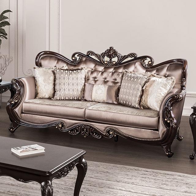Albacete Sofa Campage & Walnut - Orlando Furniture Outlet (Casselberry,FL)