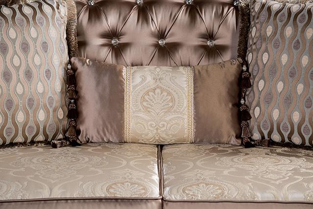 Albacete Sofa Campage & Walnut - Orlando Furniture Outlet (Casselberry,FL)