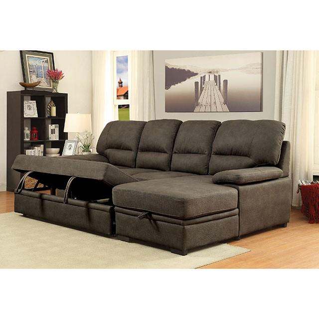 ALCESTER Brown & Gray Sectional w/ Sleeper, Ash - Orlando Furniture Outlet (Casselberry,FL)