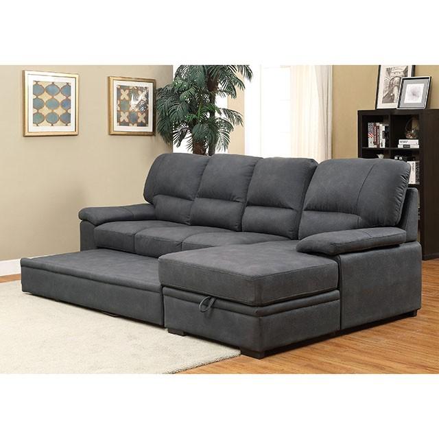 ALCESTER Brown & Gray Sectional w/ Sleeper, Ash - Orlando Furniture Outlet (Casselberry,FL)