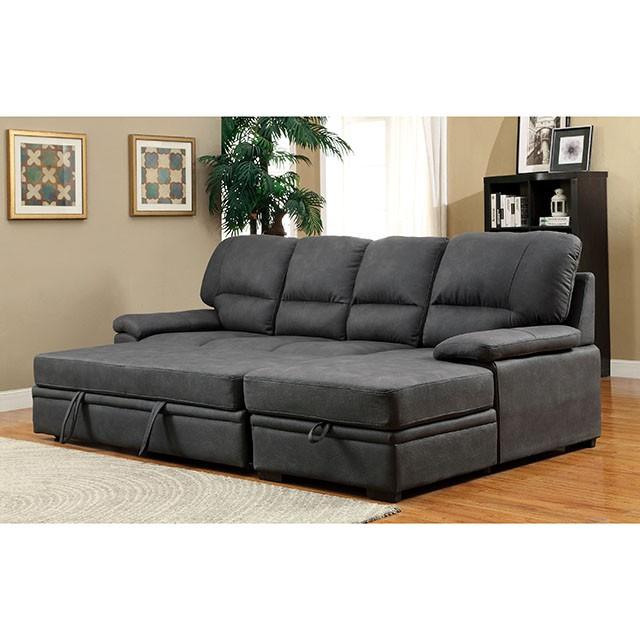 ALCESTER Brown & Gray Sectional w/ Sleeper, Ash - Orlando Furniture Outlet (Casselberry,FL)