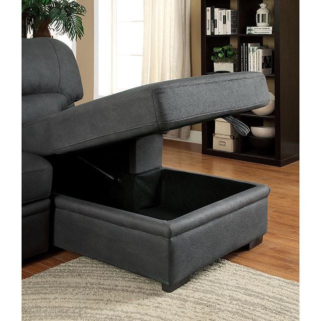 ALCESTER Brown & Gray Sectional w/ Sleeper, Ash - Orlando Furniture Outlet (Casselberry,FL)