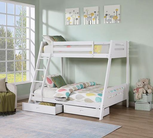 Emilee Twin/Full Bunk Bed White, Grey, Espresso, & Black - Orlando Furniture Outlet (Casselberry,FL)