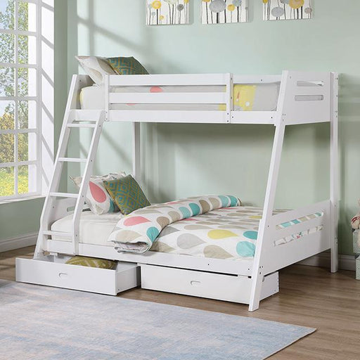 Emilee Twin/Full Bunk Bed White, Grey, Espresso, & Black - Orlando Furniture Outlet (Casselberry,FL)