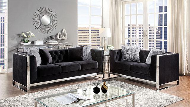 EVADNE Loveseat w/ Pillows, Black - Orlando Furniture Outlet (Casselberry,FL)