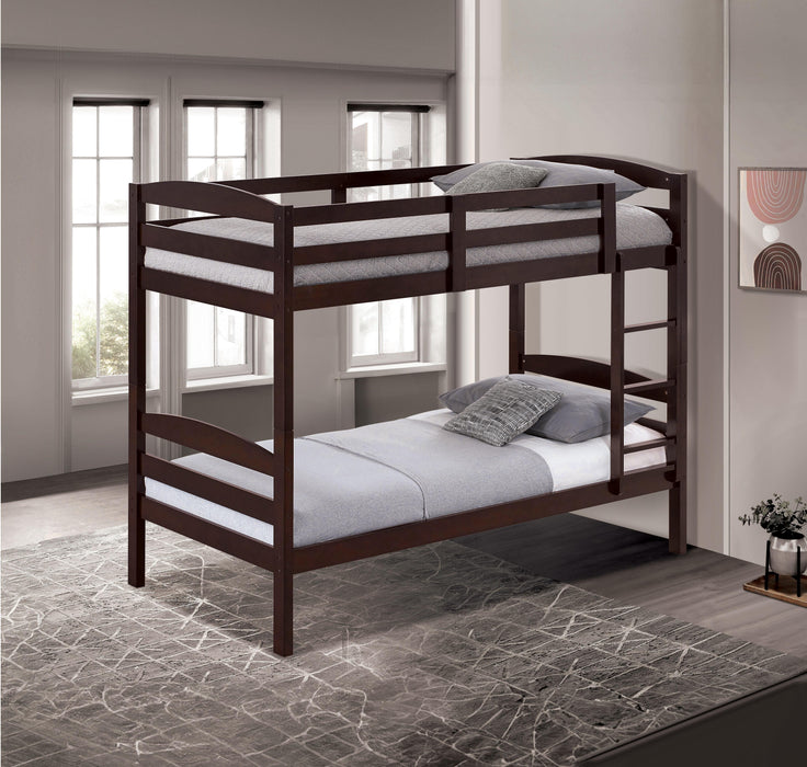 Finsbury Twin Twin Bunk Bed Espresso, Grey & White - Orlando Furniture Outlet (Casselberry,FL)
