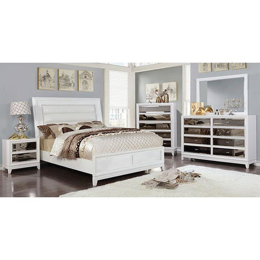 Golva E.King & Queen Bed White & Silver - Orlando Furniture Outlet (Casselberry,FL)