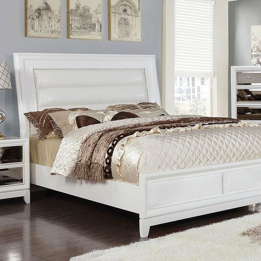 Golva E.King & Queen Bed White & Silver - Orlando Furniture Outlet (Casselberry,FL)
