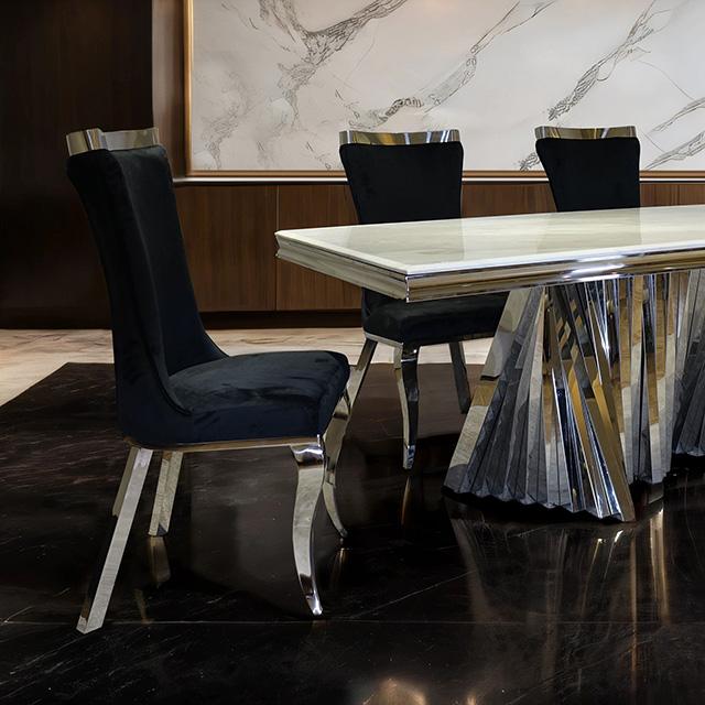 Basilicata 7 Pc Dining Table Set Chrome & Gold 5 - Orlando Furniture Outlet (Casselberry,FL)