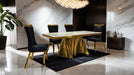 Basilicata 7 Pc Dining Table Set Chrome & Gold 5 - Orlando Furniture Outlet (Casselberry,FL)