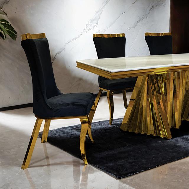 Basilicata 7 Pc Dining Table Set Chrome & Gold 5 - Orlando Furniture Outlet (Casselberry,FL)