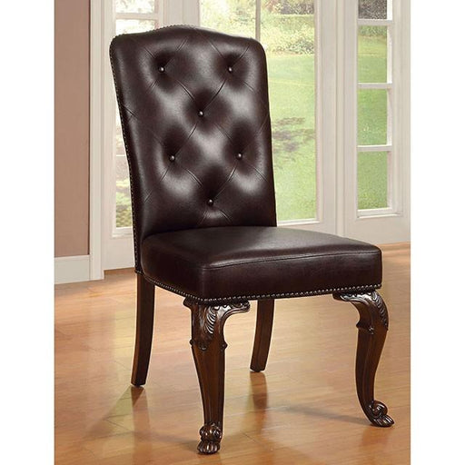 Bellagio Brown Cherry/Pattern Leatherette Side Chair (2/CTN) - Orlando Furniture Outlet (Casselberry,FL)