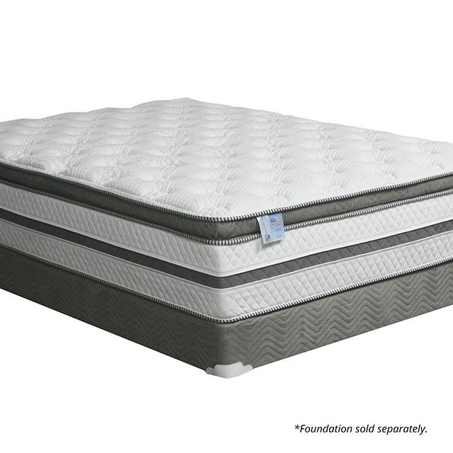 SIDDALEE White/Gray 16" Euro Pillow Top Mattress, Queen