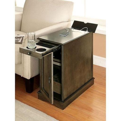 LILITH I Gray Side Table w/ USB - Orlando Furniture Outlet (Casselberry,FL)