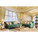 VERDANTE Emerald Green/Gold Love Seat - Orlando Furniture Outlet (Casselberry,FL)
