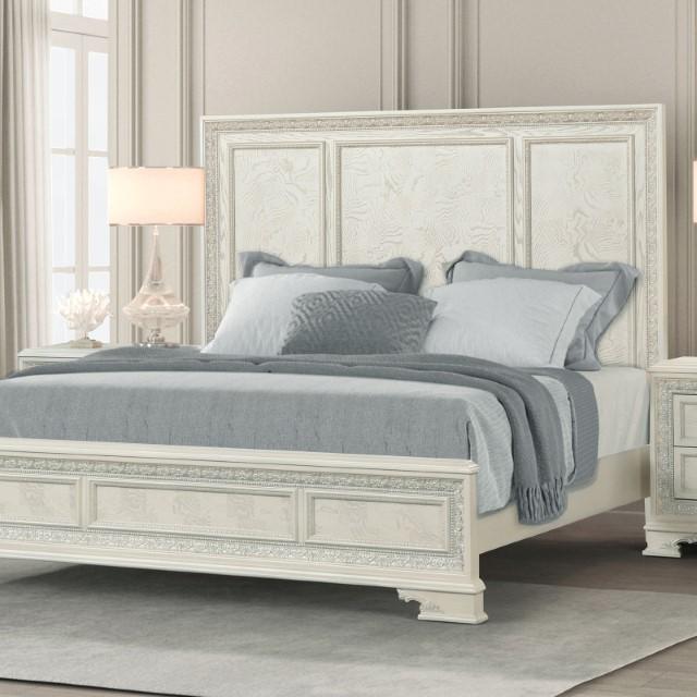Stella Mia E.King & Queen Bed White & White - Orlando Furniture Outlet (Casselberry,FL)