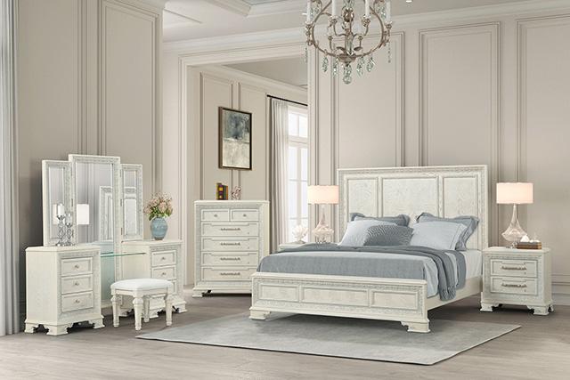 Stella Mia E.King & Queen Bed White & White - Orlando Furniture Outlet (Casselberry,FL)