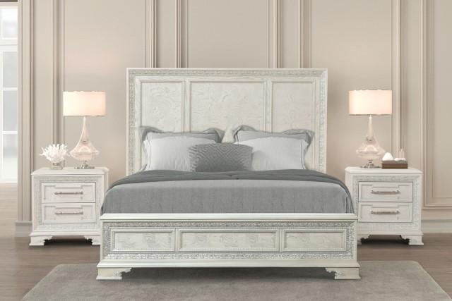Stella Mia E.King & Queen Bed White & White - Orlando Furniture Outlet (Casselberry,FL)