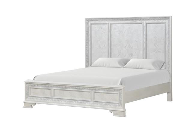 Stella Mia E.King & Queen Bed White & White - Orlando Furniture Outlet (Casselberry,FL)