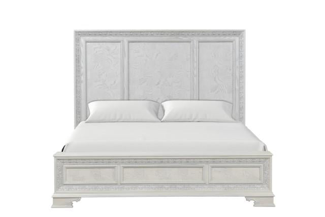 Stella Mia E.King & Queen Bed White & White - Orlando Furniture Outlet (Casselberry,FL)