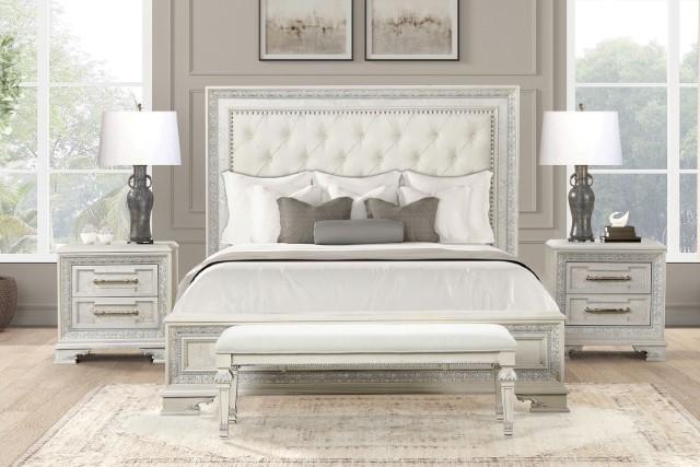 Stella Mia E.King & Queen Bed White & White - Orlando Furniture Outlet (Casselberry,FL)