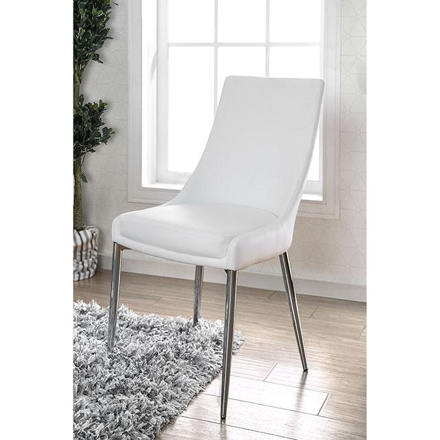 Izzy Silver/White Side Chair, White (2/CTN)