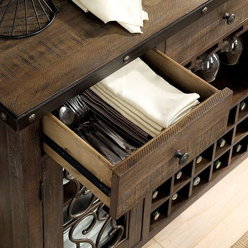 PAULINA Rustic Walnut Server - Orlando Furniture Outlet (Casselberry,FL)