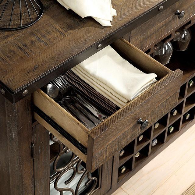 PAULINA Rustic Walnut Server - Orlando Furniture Outlet (Casselberry,FL)