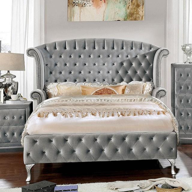 Alzir Gray & Black Queen & E.King Bed - Orlando Furniture Outlet (Casselberry,FL)
