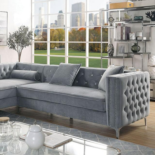 Amie Glam Gray Sectional w/Storage image