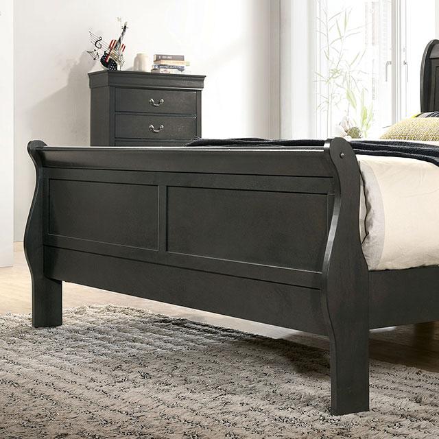 Louis Philippe E.King Bed Black, Cherry, & Gray - Orlando Furniture Outlet (Casselberry,FL)