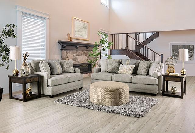 STEPHNEY Ottoman, Gray/Gold - Orlando Furniture Outlet (Casselberry,FL)