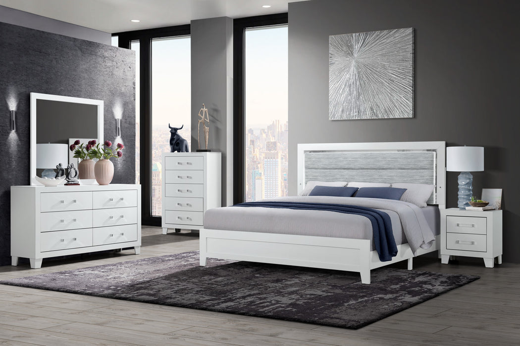 LUCCIA-WHITE 4 PC KING BEDROOM SET + MATTRESS