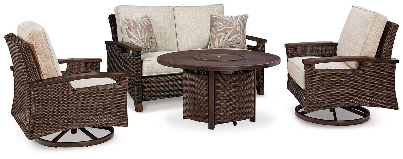 Paradise Trail Outdoor Loveseat, Lounge Chairs and Fire Pit Table - Orlando Furniture Outlet (Casselberry,FL)